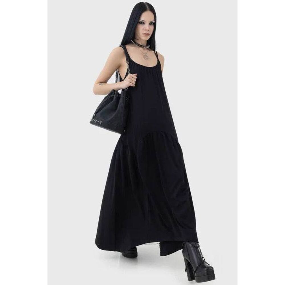 Killstar Demise Flowing Maxi Dress with Pentagram Strap Detailing - Picture 2 of 7
